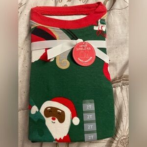 Carter's Festive Green Santa Pajama Set